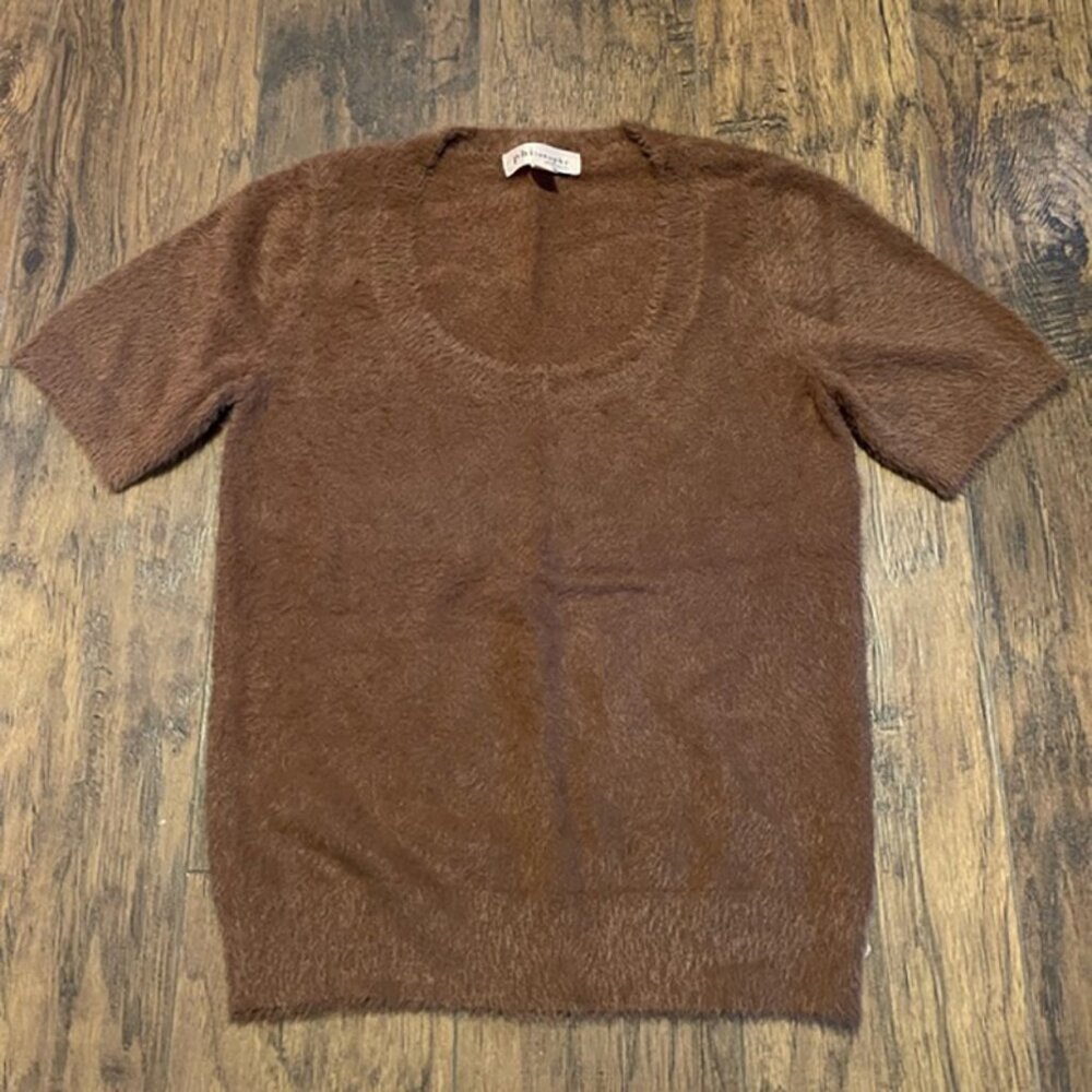 PhilOne Size ophy brown nylon &rayon knit short sleeve shirt soft &beautiful